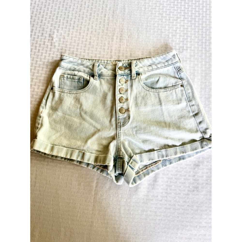 PacSun Light Wash High Waisted Button Fly Denim Mom Shorts Size 26